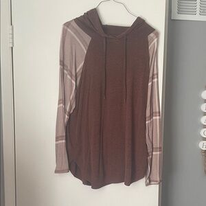 Maurices Brown Textured Knit Hoodie